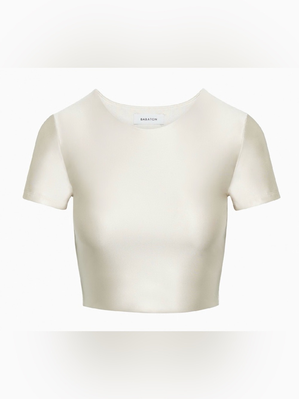 Babaton Satinette Crew Cropped T-shirt - Matte Pearl